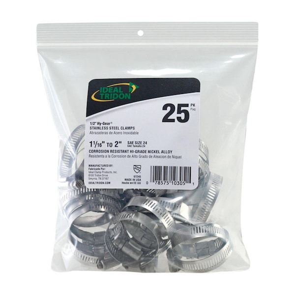 Tinkertools 6724550 Ideal Tridon 1.06 in. to 2 in. Stainless Steel Hose Clamp TI3297233 - main